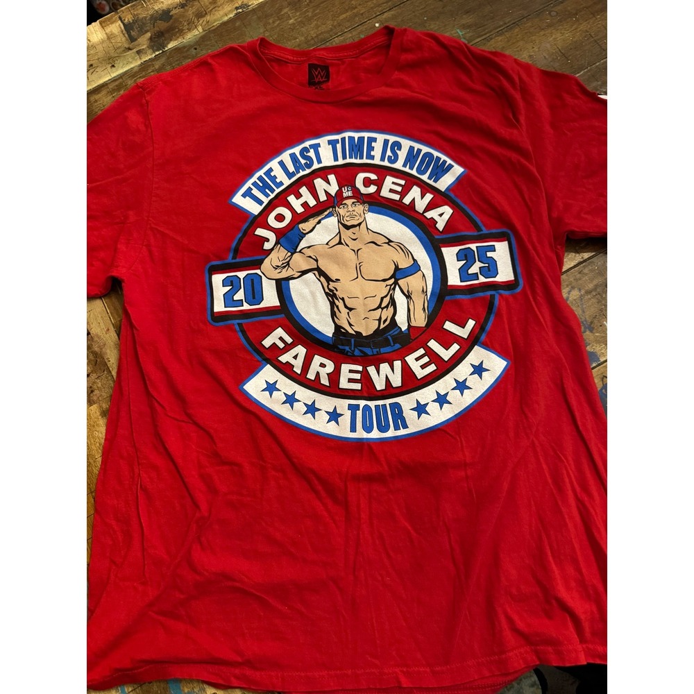 WWE John Cena Farewell Tour 2025 Red Graphic T-Shirt Mens XL Never Give Up